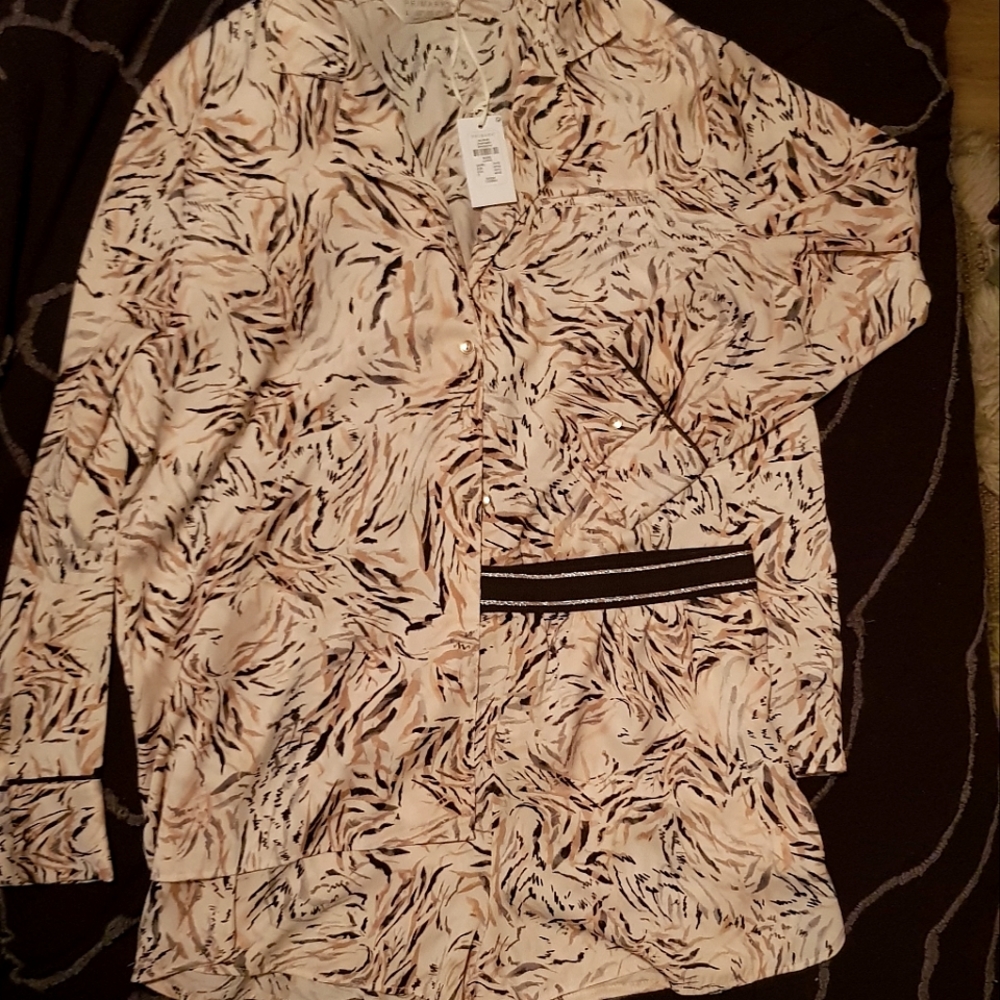 NWT Primark Print Pajama PJ Set Shirt and Shorts